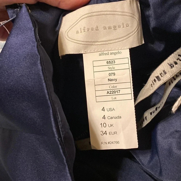 Alfred Angelo Navy Halter Beadwork Maid of Honor Prom Dress - Picture 14 of 15